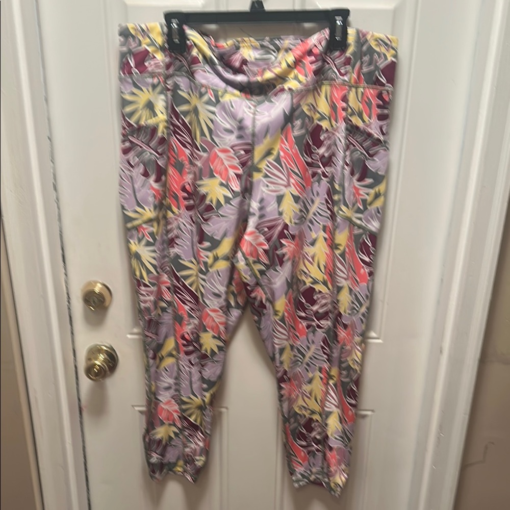 Red and Yellow Wide Leg Pants with Vibrant Floral Design
